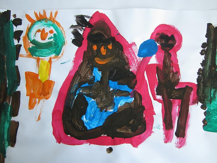 In einem Malkurs haben die kinder ihre erlebnisse verarbeitet. Die Bilder sind in der Ausstellung zu sehen.