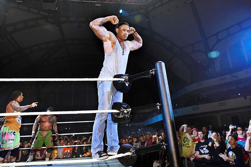 Die Bilder von Wieses Wrestling-Auftritt in Frankfurt.
