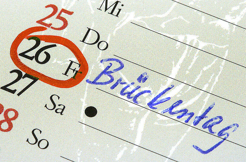 Für die optimale Ausnutzung der Brückentage ist 2016 einiges an Planung erforderlich.