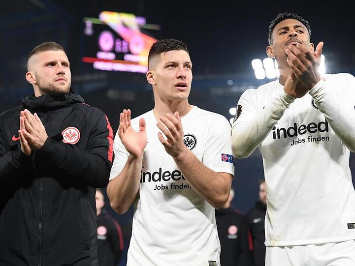 Ante Rebic (l), Luka Jovic (M) und Sébastien Haller.