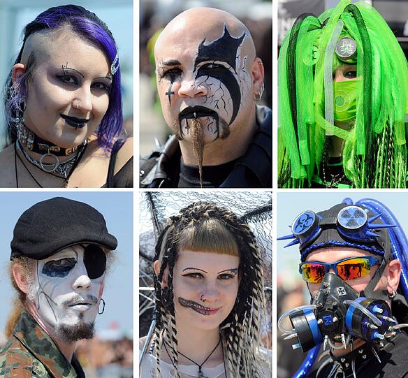 Teilweise erinnern die Besucher des Wave-Gotik-Treffens mehr an Karnevalisten als an Anhänger der düsteren Seite.
