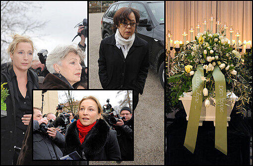 Simone Rethel, Heesters Tochter Nicole (r) und ihre Tochter Saskia Fischer trauern um den verstorbenen Jopie Heesters. Die Bilder vom Nordfriedhof...