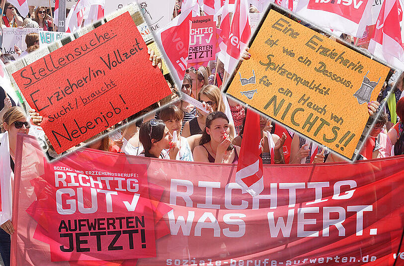 Seit Montag werden auch in München Kitas bestreikt. Hier gibt es Bilder der Demonstration in der bayerischen Landeshauptstadt.