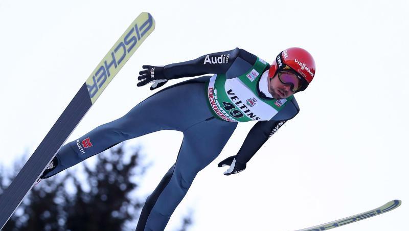 Kombinierer Johannes Rydzek beim Springen. Kombinierer Johannes Rydzek beim Springen.