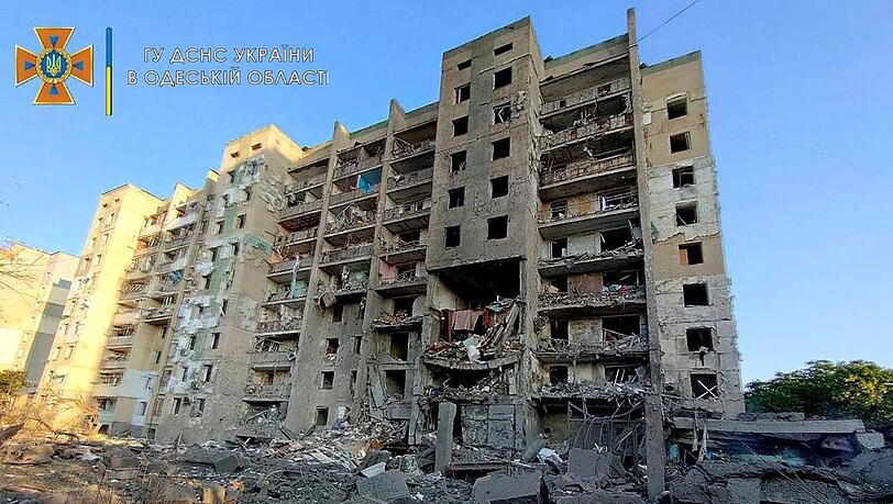 Ein beschädigtes Wohnhaus in Serhijiwka, etwa 50 Kilometer südwestlich von Odessa, nach russischen Raketenangriffen.