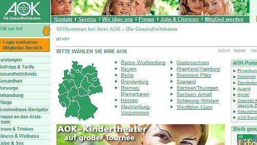 Website der AOK Website der AOK