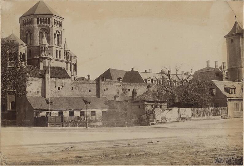 1888 Lenbachplatz Stadtgraben Stadtmauer Synagoge Turm Herzog-Max-Brunnhaus Stadt historisch München