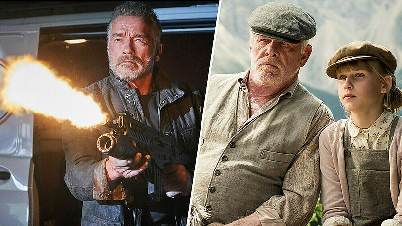Arnold Schwarzenegger in "Terminator: Dark Fate" (links) und Nick Nolte in "Head Full of Honey" (rechts)
