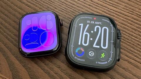 Die neue Apple Watch Series 12 (li.) und die deutliche gr&ouml;&szlig;ere Apple Watch Ultra 4.