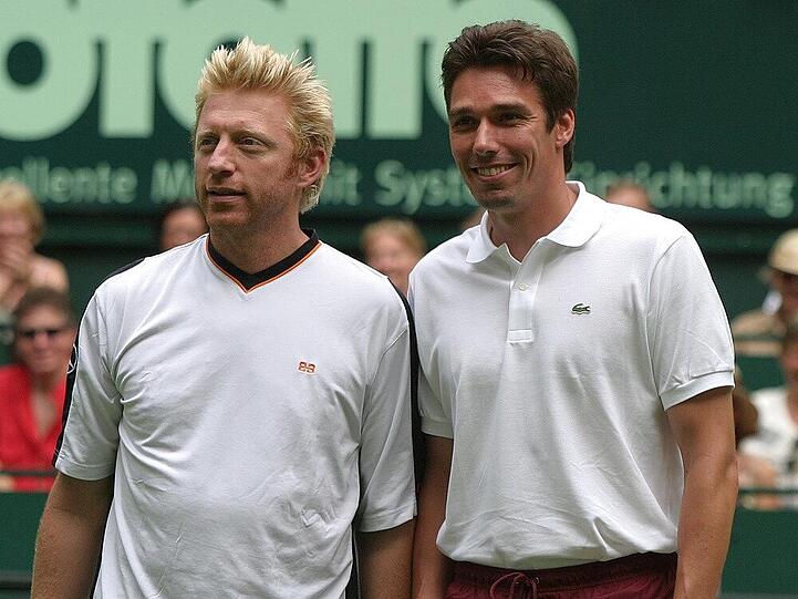 Trafen sich anonsten meist auf Tennisplätzen: Boris Becker (l.) und Michael Stich
