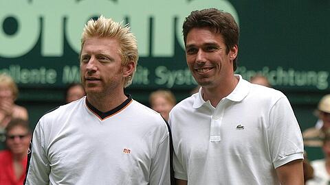 Trafen sich anonsten meist auf Tennisplätzen: Boris Becker (l.) und Michael Stich