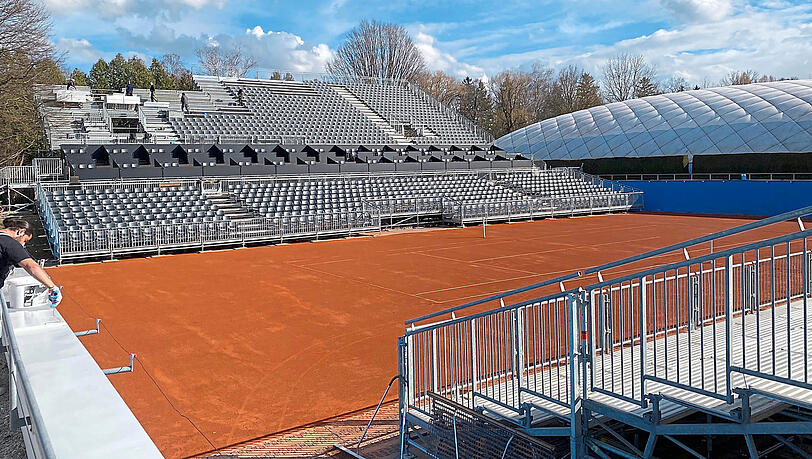 Die Anlage für das BMW Open wird derzeit aufgebaut. Die Anlage für das BMW Open wird derzeit aufgebaut.
