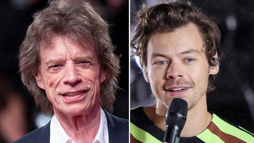 Mick Jagger (l.) und Harry Styles sind beide erfolgreiche Musiker.