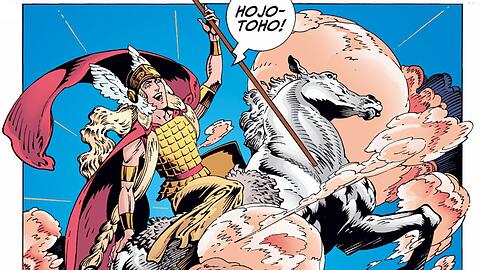 Im Comic kein Problem: Brünnhilde reitet mit ihren Walküren-Schwestern durch die Lüfte.