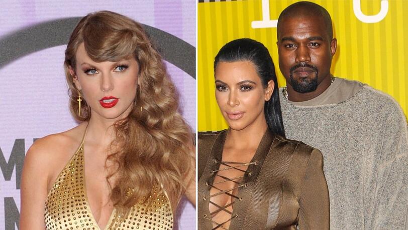Taylor Swift (li.) lag viele Jahre mit Kim Kardashian und Kanye West im Streit.