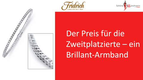 Der Preis fur die Zweitplatzierte. Ein wunderschönes Brillant-Armband im Wert von 7.500 Euro.