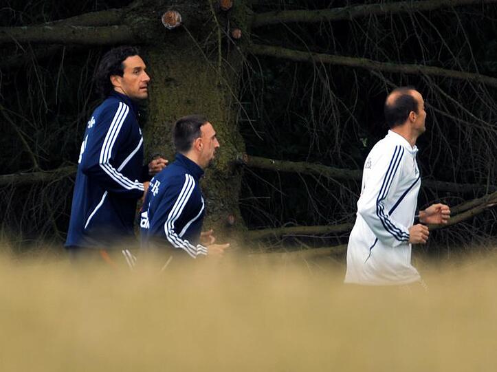 Ribéry und Toni beim Joggen.