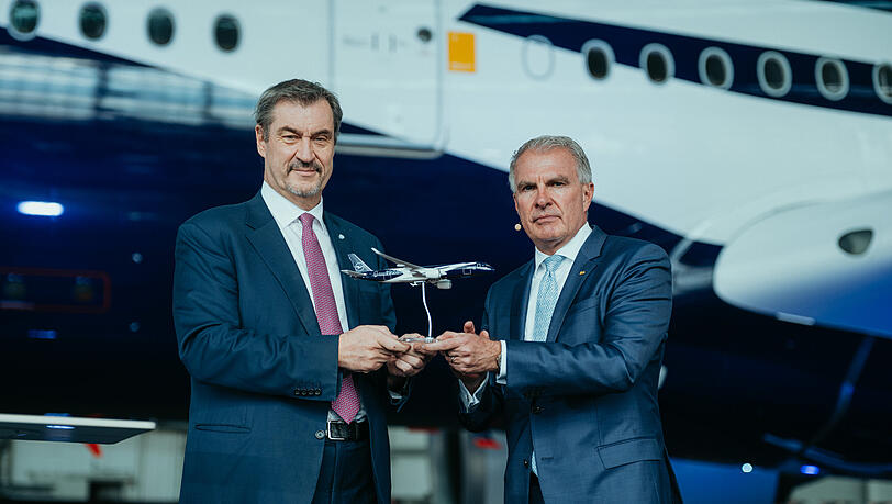 Markus S&ouml;der mit dem Lufthansa-Chef Carsten Spohr.