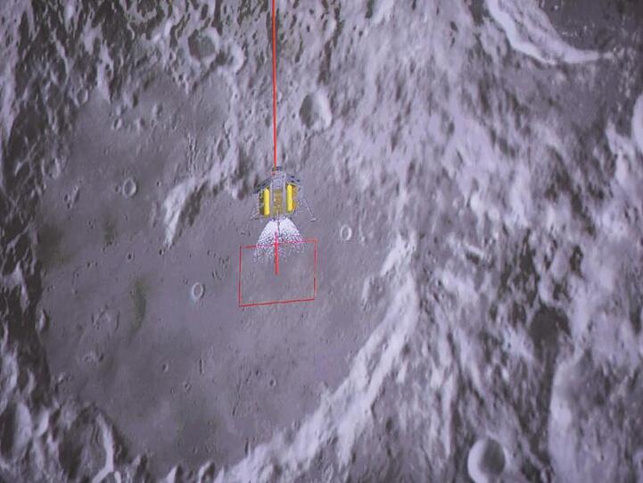 Eine Simulation der Landung der "Chang'e 4"-Sonde ist auf einem Monitor des Beijing Aerospace Control Center zu sehen.