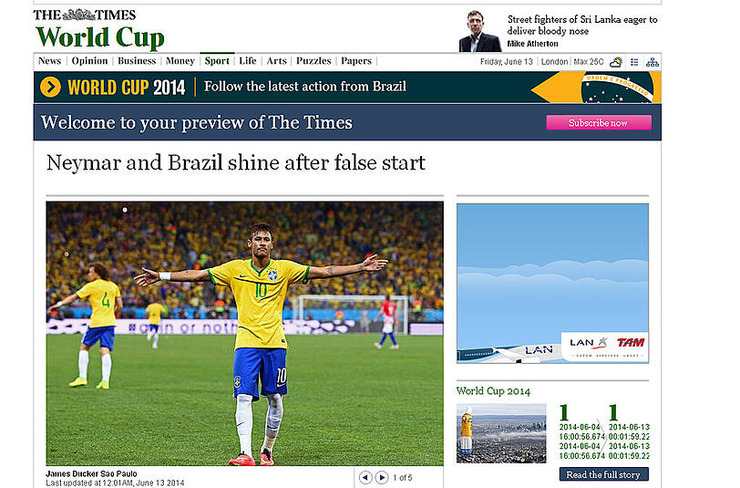 thetimes.co.uk (England) - "Neymar und Brasilien glänzen nach Fehlstart"