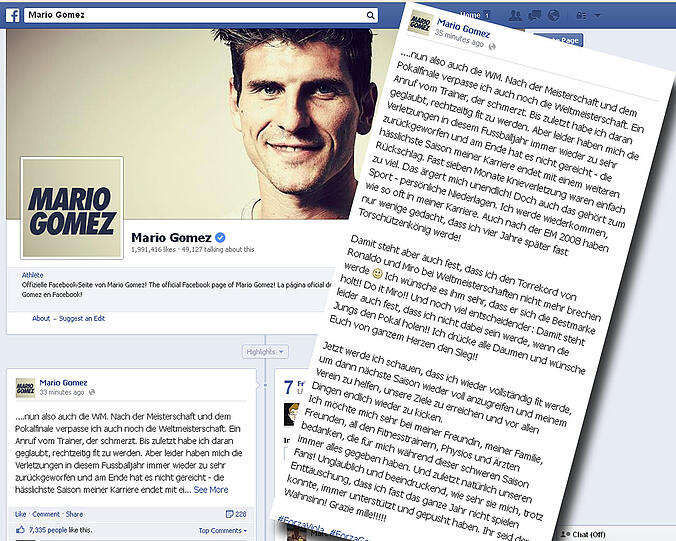 Auf Facebook schreibt Gomez, was für eine katastrophale Saison hinter ihm liegt.