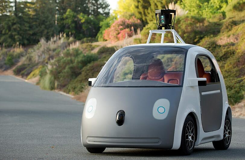 Das ist der Google-Prototyp eines selbstfahrenden Autos.