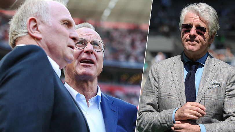 Bayern-Bosse und Bayern-Kenner: Uli Hoeneß und Karl-Heinz Rummenigge sowie TV-Experte Marcel Reif (v.li.).