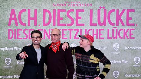 Regisseur Simon Verhoeven, der "echte" Joachim Meyerhoff und sein Darsteller Bruno Alexander bei der Premiere.