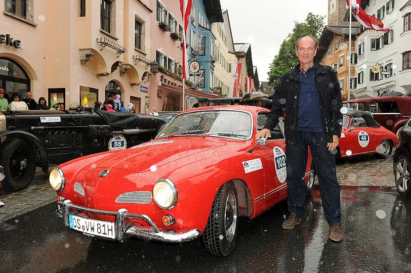 Maria Höfl-Riesch, Felix Baumgartner und Johann bei der Alpenrallye in Kitzbühel 2014. Die Bilder.