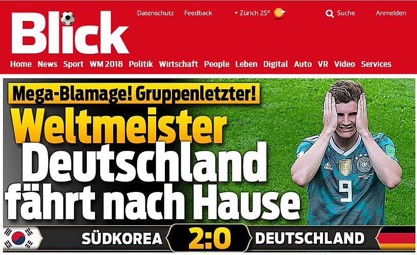 Der Schweizer "Blick": "Weltmeister Deutschland fährt nach Hause"