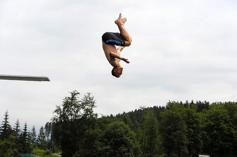 Die Löwen beim Turmspringen im Trainingslager. Sehen Sie hier die spektakulären Bilder.