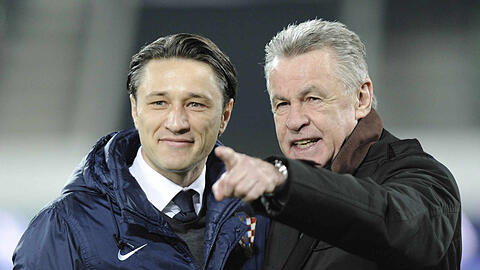 Ein Bild aus dem Jahr 2014: Niko Kovac (l.), damals noch Trainer der kroatischen Nationalmannschaft und Schweiz-Coach Ottmar Hitzfeld.