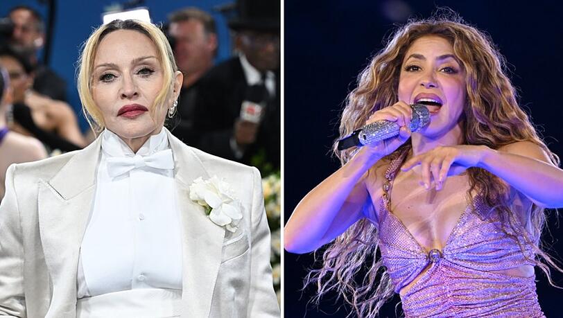 Madonna und Shakira (re.) werden beim WM-Finale bei New York in der Halbzeit auf der B&uuml;hne stehen.