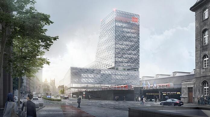 Schon 2006 hat dieser Entwurf für den Neubau am Starnberger Flügelbahnhof einen Architekturwettbewerb gewonnen. Erst danach wurde der Bahnhof unter Denkmalschutz gestellt. Der Münchner Stadtrat findet den Abriss richtig.