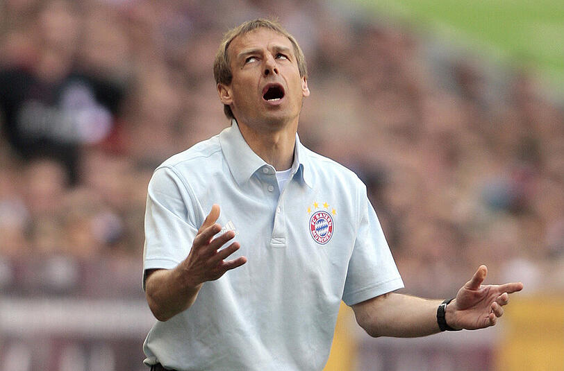 Klinsmanns Trainerstationen: Deutsche Nationalmannschaft, FC Bayern München, US-amerikanische Nationalmannschaft.