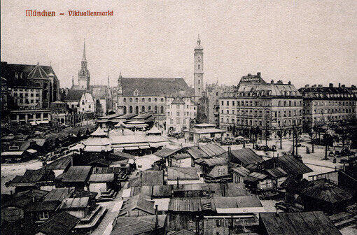 Der Viktualienmarkt vor hundert Jahren . . .