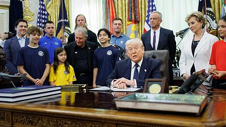 Donald Trump bei der Wiedereinf&uuml;hrung des "The Presidential Physical Fitness Awards".