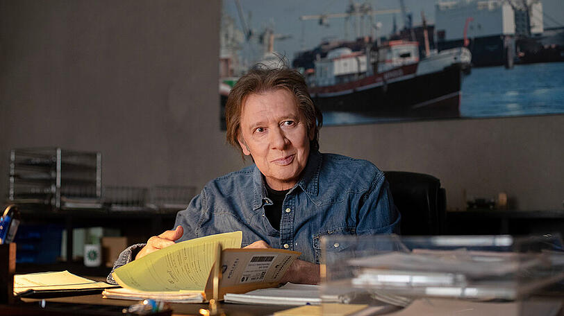 Schauspieler Jan Fedder bei den Dreharbeiten in der neuen Wache