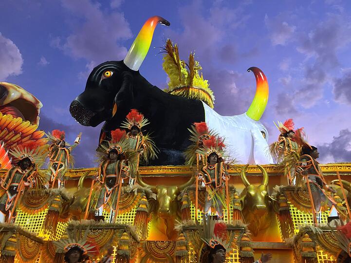 Athletische Tänzer, heiße Rhythmen und kunstvolle Kostüme - die Bilder vom Karneval aus dem Sambadrom in Rio de Janeiro.