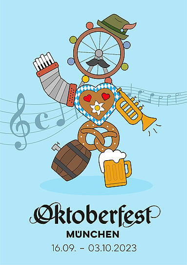 Wie sieht das Oktoberfest-Plakat 2023 aus? 45 Motive stehen zur Auswahl.