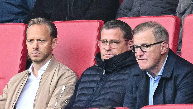 Nehmen die j&uuml;ngsten Ergebnisse nicht auf die leichte Schulter: Die Bayern-Bosse Max Eberl und Jan-Christian Dreesen (rechts), hier mit Rouven Kasper (links).