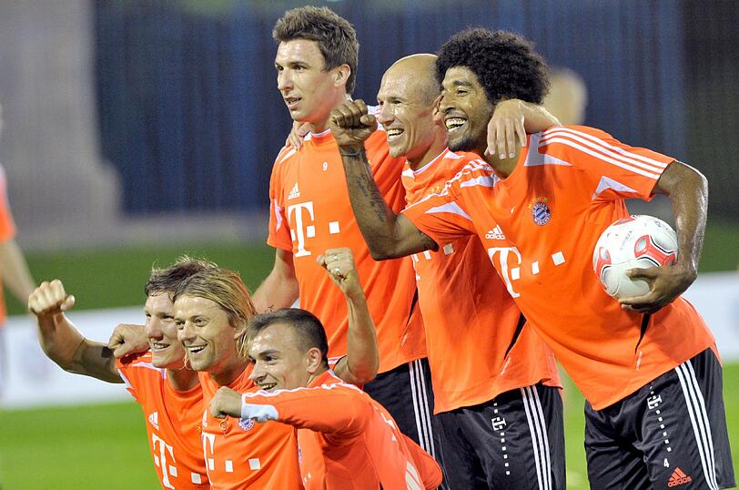 Die Bayern beim Abendtraining.