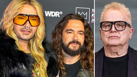 Tokio Hotel - Foto: Bill und Tom Kaulitz - und Herbert Gr&ouml;nemeyer (r.) haben sich zum Anschlag ge&auml;u&szlig;ert.