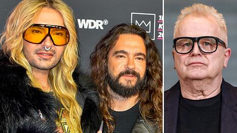Tokio Hotel - Foto: Bill und Tom Kaulitz - und Herbert Gr&ouml;nemeyer (r.) haben sich zum Anschlag ge&auml;u&szlig;ert.