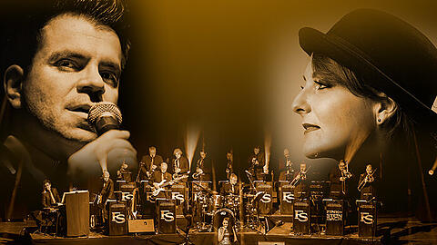 Sandro Luzzu und Julia Vukelic mit der Big Band &bdquo;Fink & Steinbach&ldquo;.