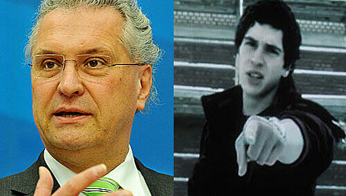 Innenminister Joachim Herrmann dürfte alles andere als entzückt sein über die Reime von Sohn Jakob (rechts). Innenminister Joachim Herrmann dürfte alles andere als entzückt sein über die Reime von Sohn Jakob (rechts).