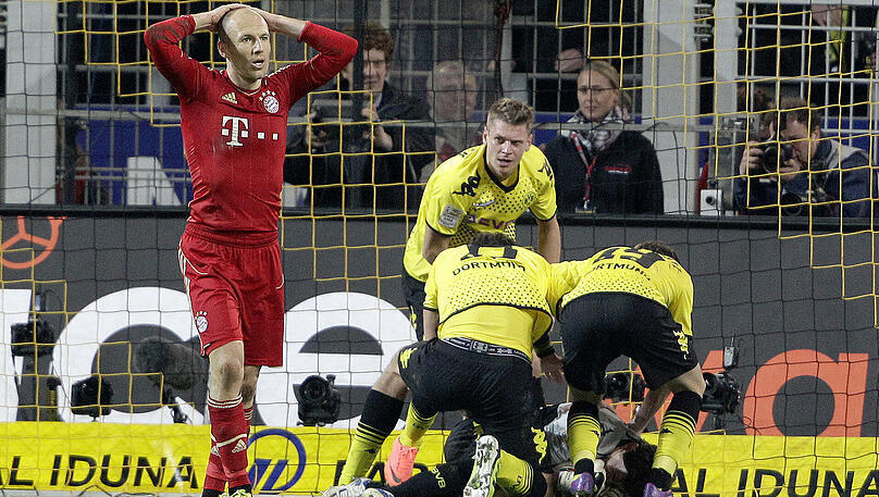 Arjen Robben vergibt im Meisterschaftsfinale gegen Dortmund einen Elfmeter in der Schlussphase.