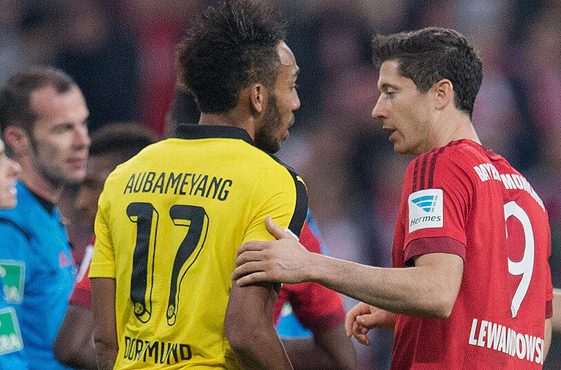 Torjäger unter sich: Pierre-Emerick Aubameyang und Robert Lewandowski (rechts).