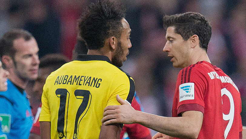 Torjäger unter sich: Pierre-Emerick Aubameyang und Robert Lewandowski (rechts). Torjäger unter sich: Pierre-Emerick Aubameyang und Robert Lewandowski (rechts).