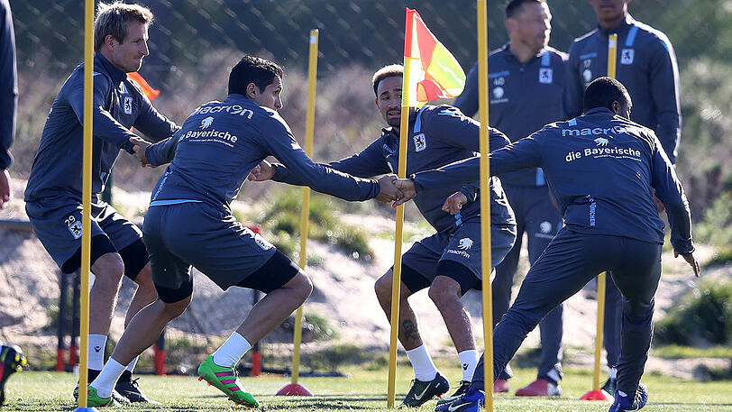 Vor der Trainingseinheit am Mittwoch spielten die Löwen im Fußball-Tennis-Turnier gegeneinander. Die Bilder.